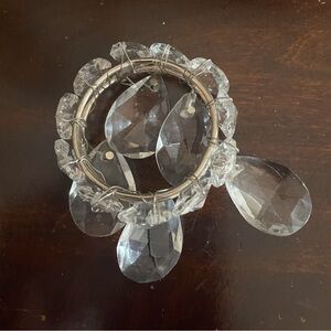 Six (6) Crystal Teardrop Chandelier Napkin Rings vintage
